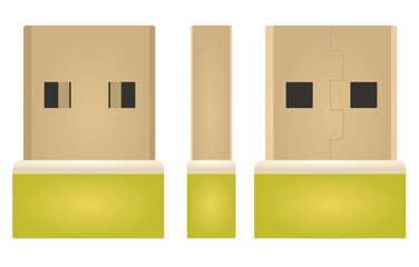 Yellow  USB adapter. vector illustration