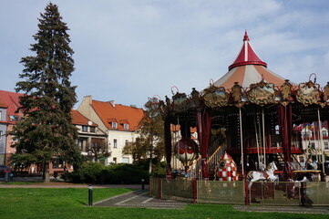 Carousel, Market Square (Rynek). Zory, Poland.