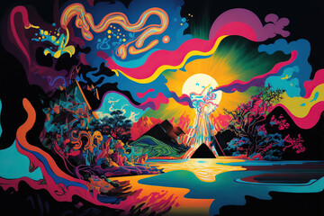 trippy art mountain Generative AI