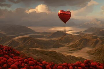 heart balloon in the mountains