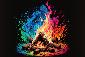artsy campfire color bomb. Generative AI