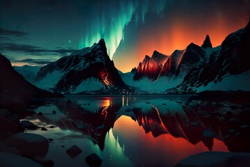 Fototapeta na wymiar Northern Lights at Night