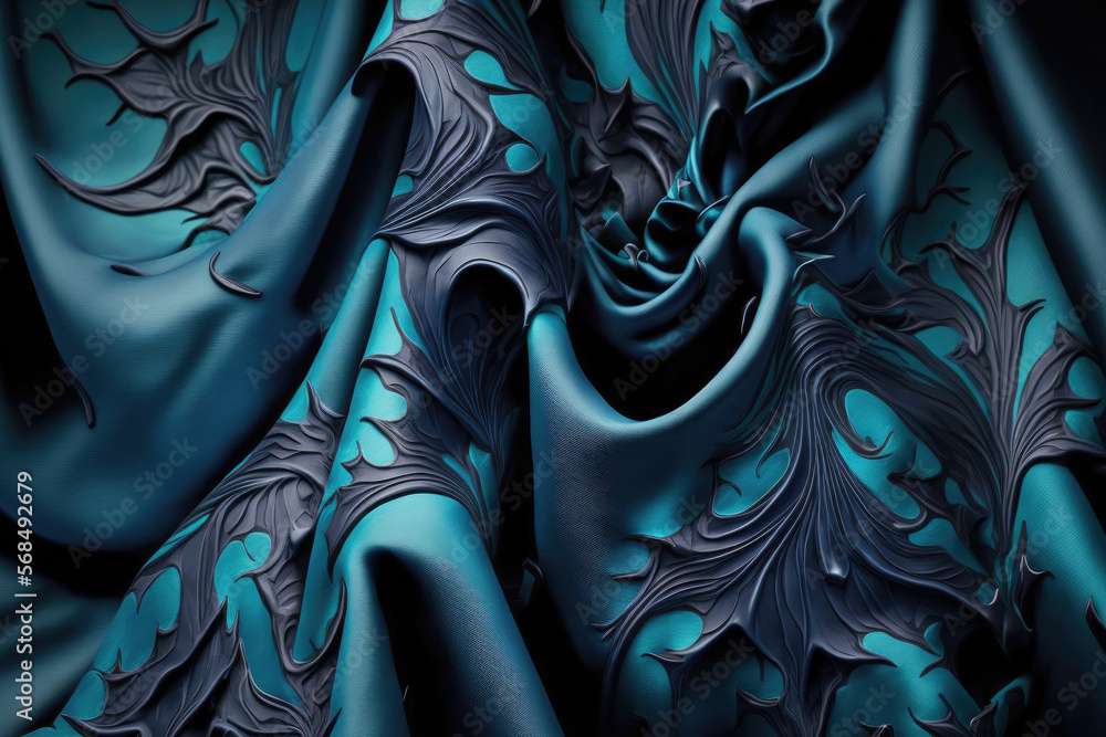 Aufkleber an opulent viscose fabric with an uneven pattern for textile and an abstract design that resembles a