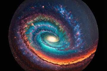 The Milky Way captured from the Southern Hemisphere, with details of its colorful core, outstandingly bright. Generative AI - obrazy, fototapety, plakaty