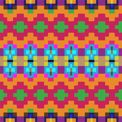 Fototapeta premium Vector geometric ornament in ethnic style. Seamless pattern with abstract shapes, repeat tiles. Repeating pattern for decor, fabric,textile and fabric.