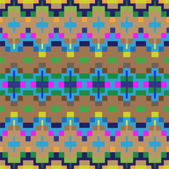 Vector geometric ornament in ethnic style. Seamless pattern with  abstract shapes, repeat tiles. Repeating pattern for decor, fabric,textile and fabric.