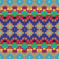 Fototapeta premium Vector geometric ornament in ethnic style. Seamless pattern with abstract shapes, repeat tiles. Repeating pattern for decor, fabric,textile and fabric.