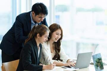 Group of business team offer the new project together in the meeting room. business planning concept.