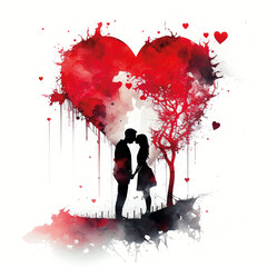 Plakat Valentinstag-Karte - Liebe, Valentin, Herz - Generative AI