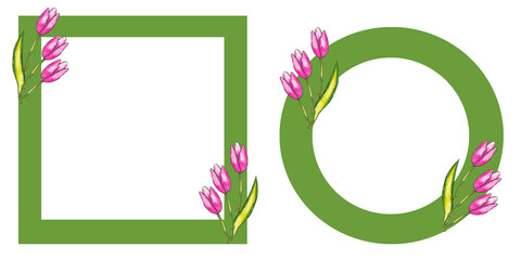 Set of frames with flowers Flowers borders