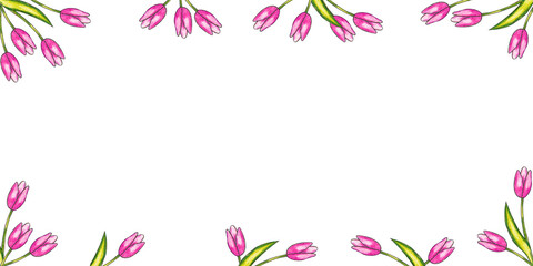 Hand draw frame of flowers