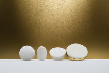 High-Resolution Image of Golden Marble Product Display Background Showcasing a Natural and Elegant Design, Perfect for Adding a Touch of Class to any Project. Mockup for a Natural Product Presentation