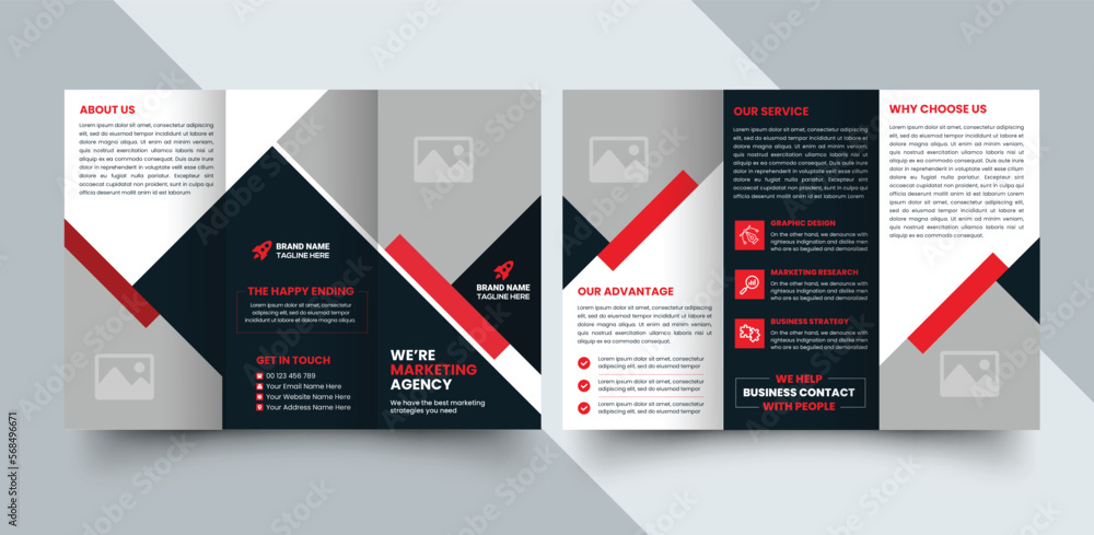 Wall mural corporate business trifold brochure template. modern, creative and professional tri fold brochure ve