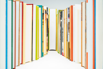 Row of Hardcover Books in Library