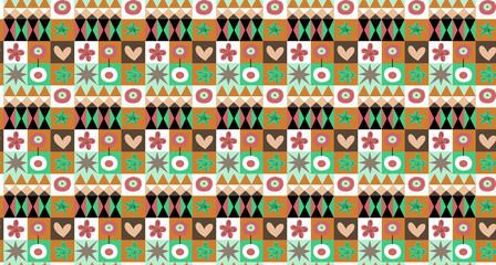 Seamless pattern with multi-colored flowers.