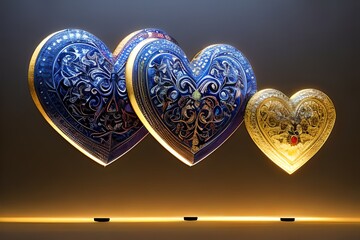 blue and golden heart 