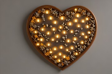 golden heart with candles