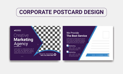 Corporate business or marketing agency postcard template design
