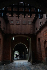Reinforced bridges, entrances to the main castle of the Teutonic Order in Malbork. Poland.     