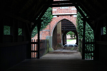 Reinforced bridges, entrances to the main castle of the Teutonic Order in Malbork. Poland.     