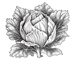 White cabbage sketch hand drawn in doodle style illustration