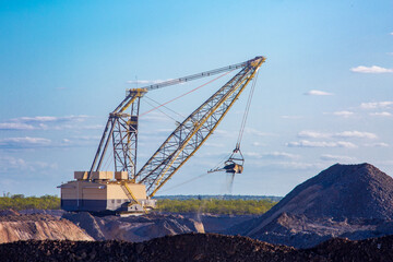 Electrical powered 80 cubic yard dragline used to mine coal in South Texas.  