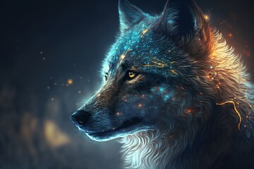 Wolf Fantasy Magical. Generative AI
