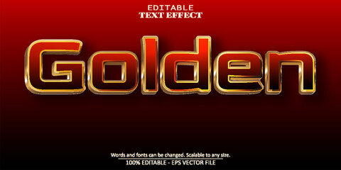 Golden editable text effect, metallic and shiny text style