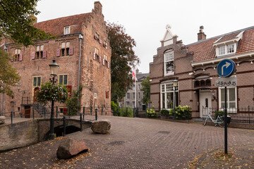 Fototapeta na wymiar Picturesque old medieval center of the Dutch historic city of Amersfoort.