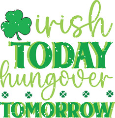 St. Patrick's Day Sublimation Graphics. Green color typography with clover leaf for print on demand business. 