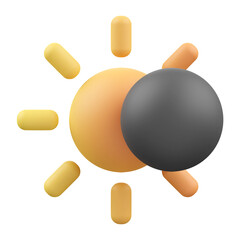 Solar eclipse 3d render icon illustration