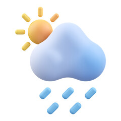 Rainy day 3d render icon illustration