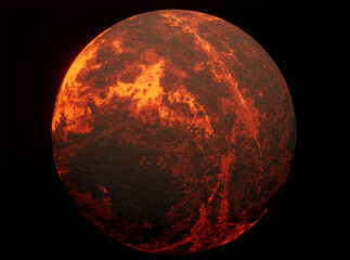 Planet, lava, space, 3d illustration, 3d rendering