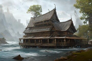 thai temple in the water