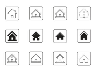 home icon set, house icon set, house vector line art illustration, nice little hut vector 