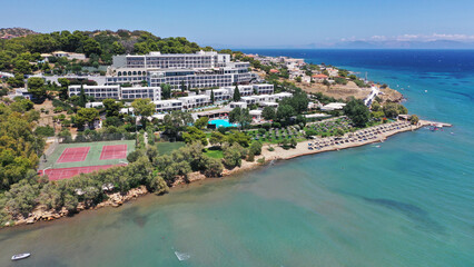 Aerial drone photo of beautiful seascape in area of Vravrona, Attica,  Greece