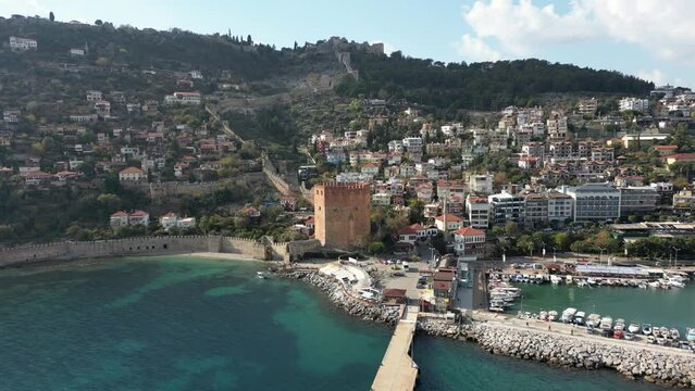 Kızıl Kule. Red Tower. Alanya. Turkey. Fortress. Mediterranean Sea. Port