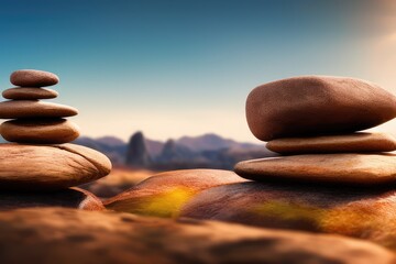 High-Resolution Image of Balanced Stones Showcasing Equilibrium, Perfect for Adding a Serene and Harmonious Element to any Design Project