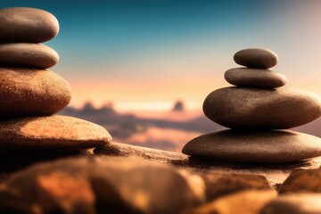 High-Resolution Image of Balanced Stones Showcasing Equilibrium, Perfect for Adding a Serene and Harmonious Element to any Design Project