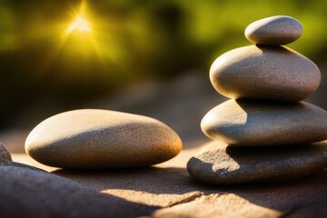 High-Resolution Image of Balanced Stones Showcasing Equilibrium, Perfect for Adding a Serene and Harmonious Element to any Design Project