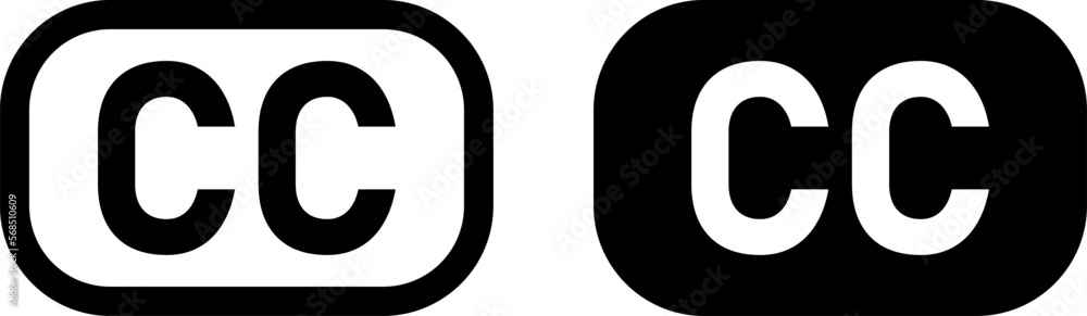 Poster closed captioning or cc sign subtitles symbol solid black and line art icon set. vector image.
