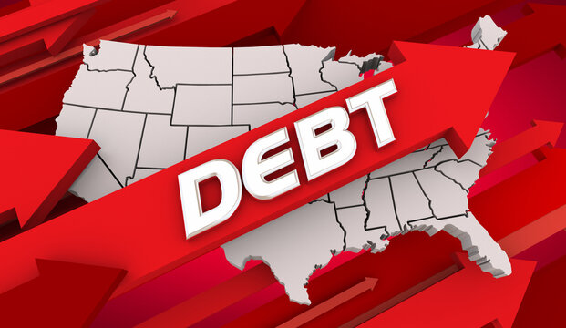 Debt Ceiling Financial Crisis United States America Deficit Rising Arrows 3d Illustration