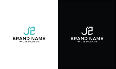 J Z Initial logo template vector on a black and white background.