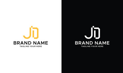 JD monogram initials letter logo concept. JD icon design. DJ elegant and Professional letter icon design on a black and white background.