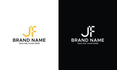 JF logo initial vector mark. Initial letter J and F JF logo. JF Initial name logo. on a black and white background.