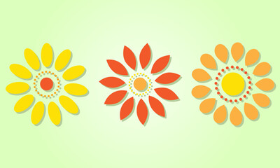 Vector set of nature themed, collection of flowers.