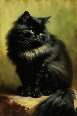 Vinatge Black Cat Painting, ai generative
