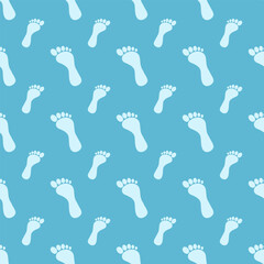 Seamless pattern with kids palm hand and foot prints.