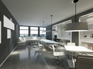 Fototapeta na wymiar 3d render of modern working office