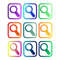 Magnifying glass icon set 